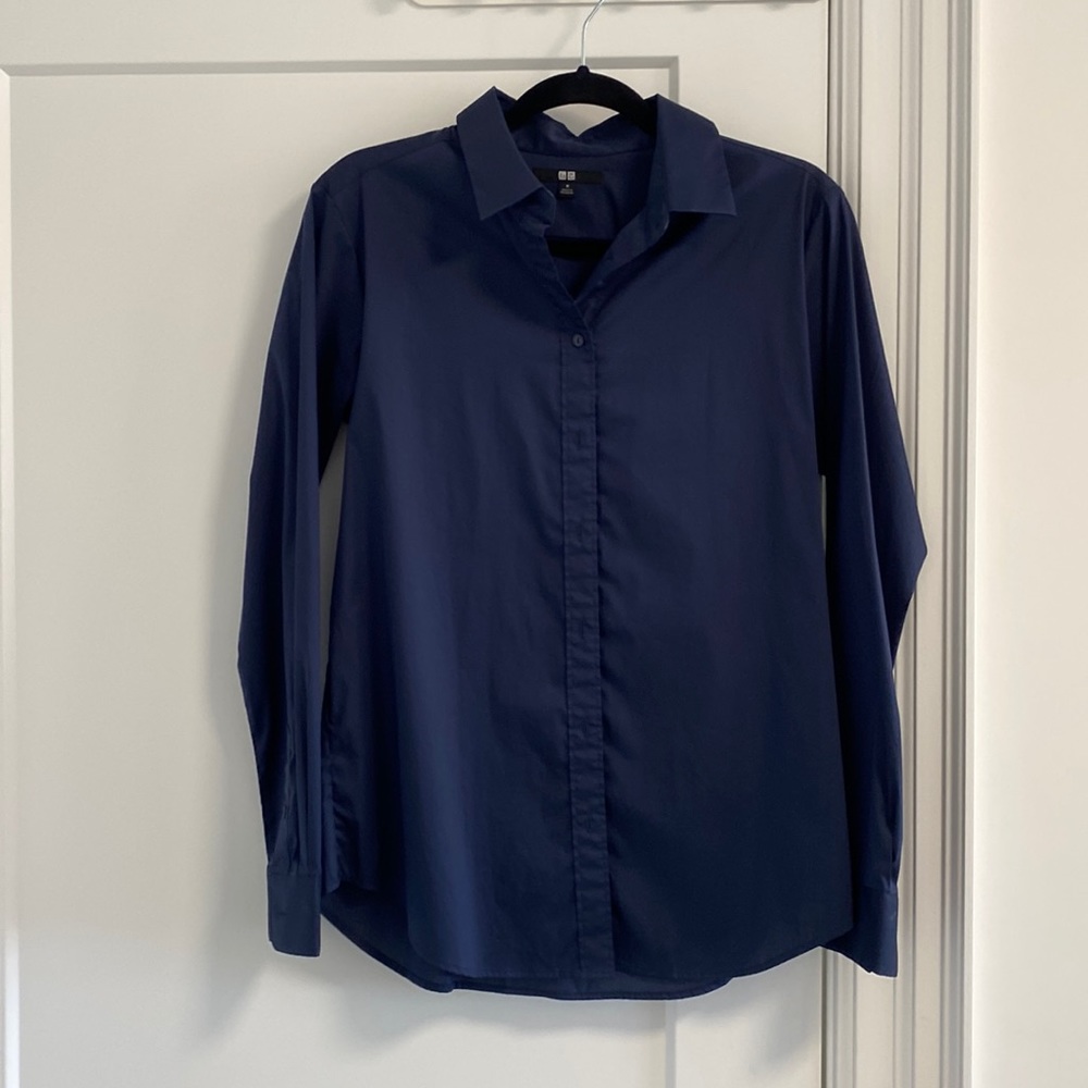 Uniqlo Navy Blue Button-Down Shirt